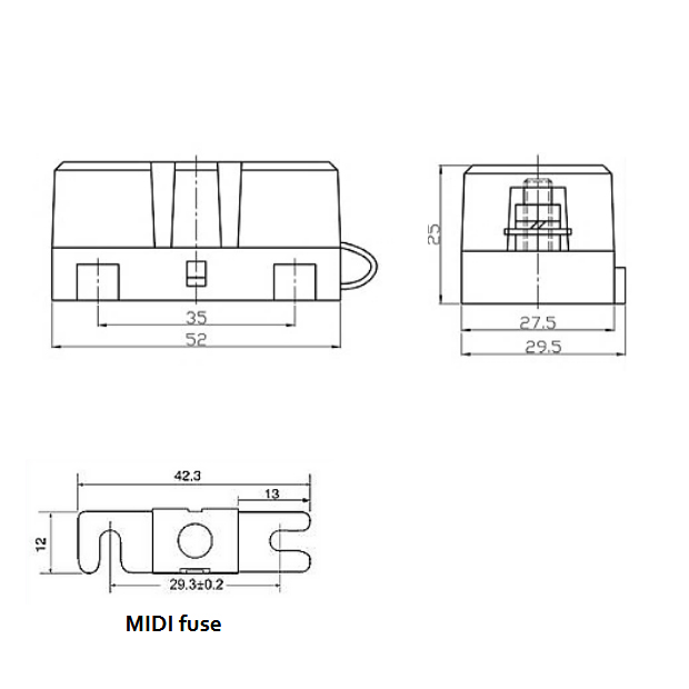 Fuse holder for MIDI-fuse